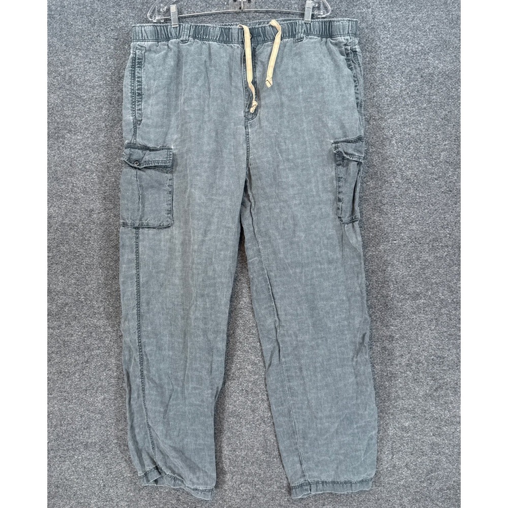 Tommy Bahama Cargo Pants Mens XXL Gray Linen Drawstring Relaxed Casual Pull On